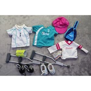 American Girl 18" Doll Clothing Lot 14 Pieces Sports Soccer Crutches Cast